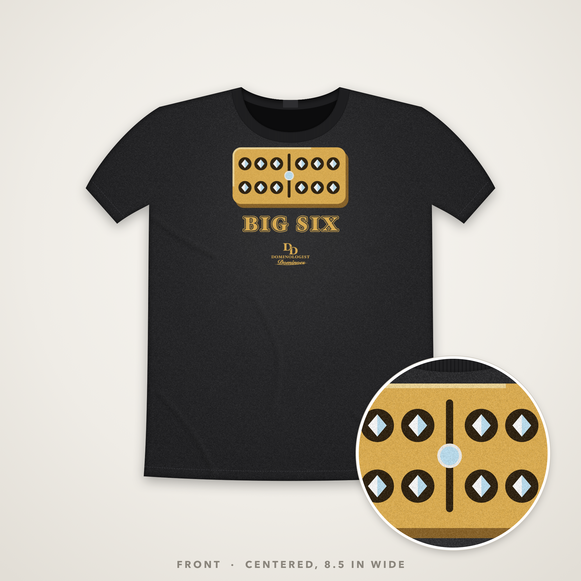 Big Six tee illustrated product mockup